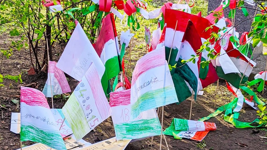 Budapest March 15 Hungarian National Flags by Children