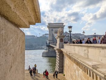 Budapest’s Széchenyi Chain Bridge, connecting Buda and Pest across the Danube
