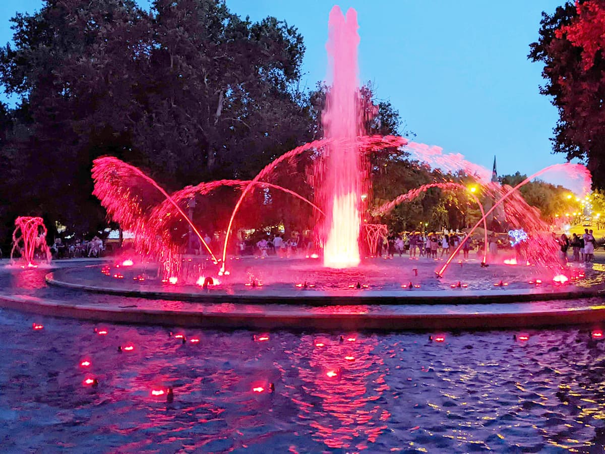 Budapest Margaret Island Colourful Musical Fountain at Night
