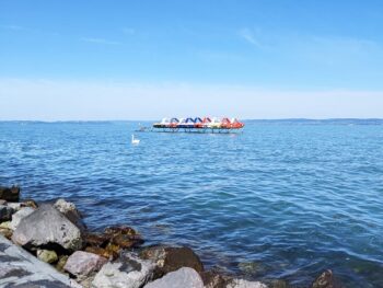 Hungary Lake Balaton in Early Summer with Water Bicycles