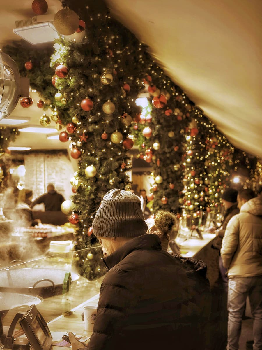 Budapest Christmas Market Lights and Stalls