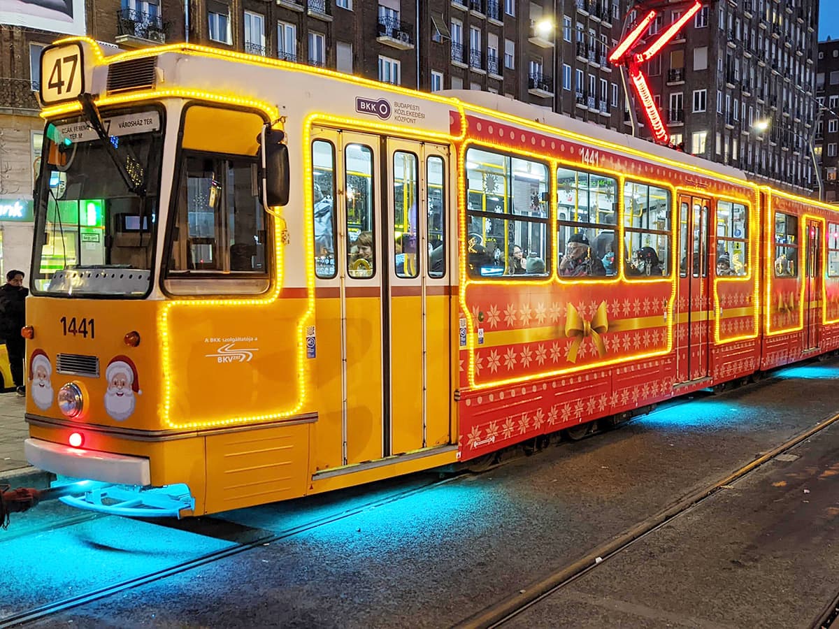 Budapest Public Transport Christmas Lights Trams