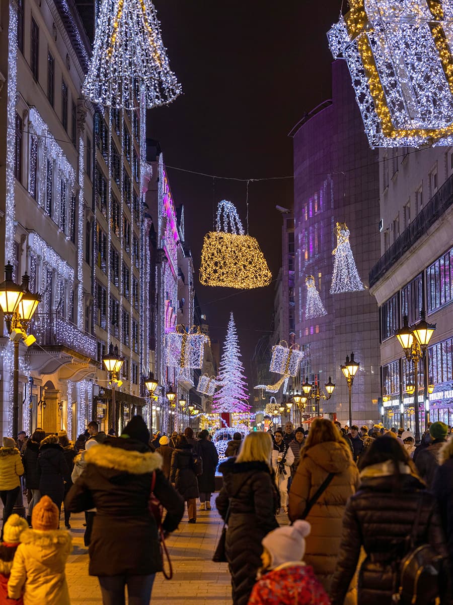 Budapest Vörösmarty Square Christmas Market at Nightlights