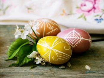 Easter Eggs Painted in Hungary with Traditional Embroidery