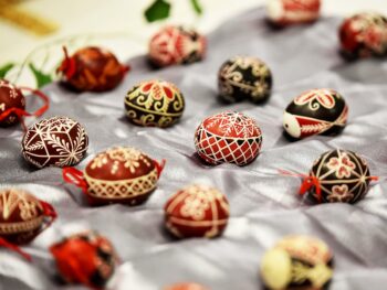 Hungarian Wax Painted Red Eggs at Easter